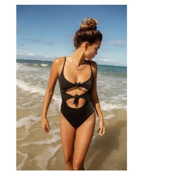 Urban Outfitters Out From Under Monica Double Tie One Piece Swimsuit Black Sz L - Picture 11 of 11